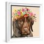 Dog with a Wreath of Colorful Blossoms I-Jin Jing-Framed Art Print