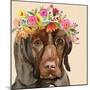 Dog with a Wreath of Colorful Blossoms I-Jin Jing-Mounted Art Print