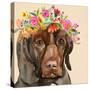 Dog with a Wreath of Colorful Blossoms I-Jin Jing-Stretched Canvas