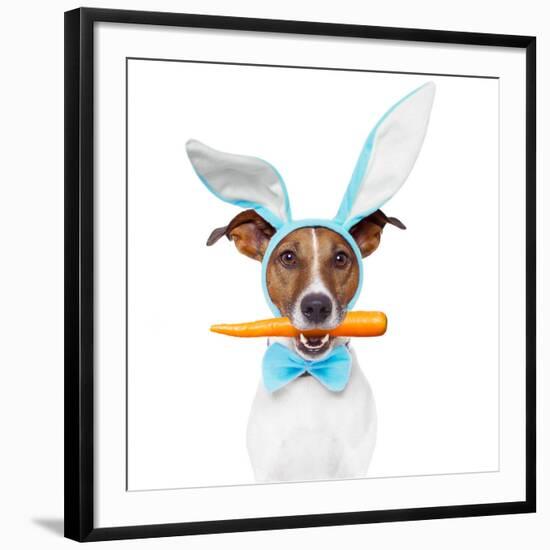 Dog with Bunny Ears and A Carrot-Javier Brosch-Framed Photographic Print