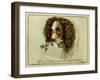 Dog with Card and Holly-null-Framed Art Print