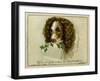 Dog with Card and Holly-null-Framed Art Print