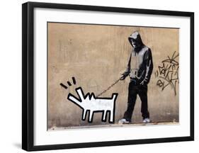 Dog-Banksy-Framed Giclee Print