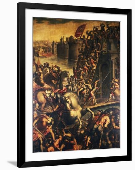 Doge of Venice Enrico Dandolo and His Crusaders Storming City of Zadar in 1202-null-Framed Giclee Print