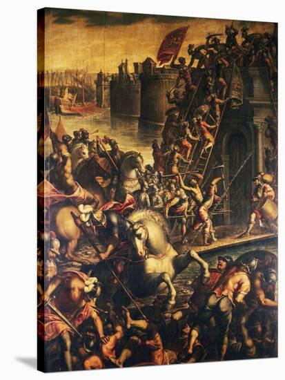 Doge of Venice Enrico Dandolo and His Crusaders Storming City of Zadar in 1202-null-Stretched Canvas