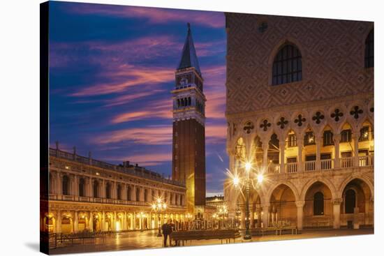 Doges Palace and Campanile after Sunset, Venice, UNESCO World Heritage Site, Veneto, Italy, Europe-Angelo Cavalli-Stretched Canvas