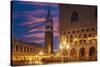Doges Palace and Campanile after Sunset, Venice, UNESCO World Heritage Site, Veneto, Italy, Europe-Angelo Cavalli-Stretched Canvas
