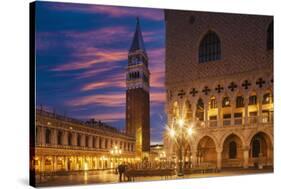 Doges Palace and Campanile after Sunset, Venice, UNESCO World Heritage Site, Veneto, Italy, Europe-Angelo Cavalli-Stretched Canvas