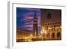 Doges Palace and Campanile after Sunset, Venice, UNESCO World Heritage Site, Veneto, Italy, Europe-Angelo Cavalli-Framed Photographic Print