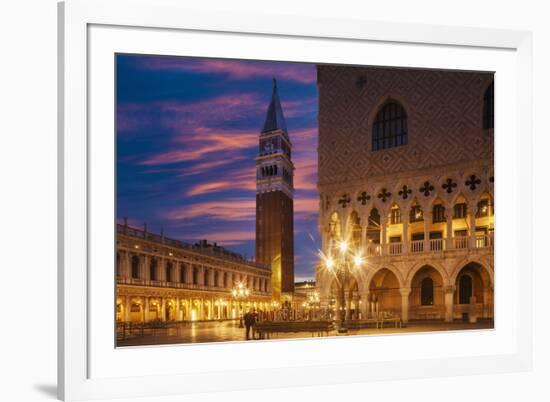 Doges Palace and Campanile after Sunset, Venice, UNESCO World Heritage Site, Veneto, Italy, Europe-Angelo Cavalli-Framed Photographic Print