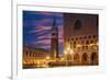 Doges Palace and Campanile after Sunset, Venice, UNESCO World Heritage Site, Veneto, Italy, Europe-Angelo Cavalli-Framed Photographic Print