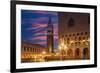 Doges Palace and Campanile after Sunset, Venice, UNESCO World Heritage Site, Veneto, Italy, Europe-Angelo Cavalli-Framed Photographic Print