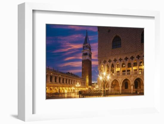 Doges Palace and Campanile after Sunset, Venice, UNESCO World Heritage Site, Veneto, Italy, Europe-Angelo Cavalli-Framed Photographic Print