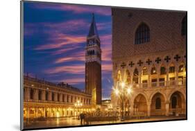 Doges Palace and Campanile after Sunset, Venice, UNESCO World Heritage Site, Veneto, Italy, Europe-Angelo Cavalli-Mounted Photographic Print