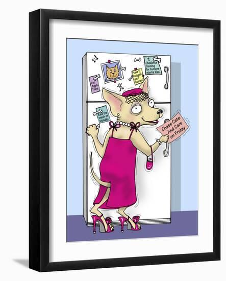 Doggie at the Fridge-Linda Braucht-Framed Giclee Print