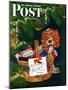 "Doggy Basket," Saturday Evening Post Cover, December 19, 1942-Charles Kaiser-Mounted Premium Giclee Print