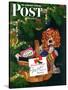 "Doggy Basket," Saturday Evening Post Cover, December 19, 1942-Charles Kaiser-Stretched Canvas