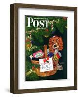 "Doggy Basket," Saturday Evening Post Cover, December 19, 1942-Charles Kaiser-Framed Giclee Print