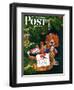 "Doggy Basket," Saturday Evening Post Cover, December 19, 1942-Charles Kaiser-Framed Giclee Print