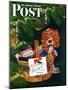 "Doggy Basket," Saturday Evening Post Cover, December 19, 1942-Charles Kaiser-Mounted Giclee Print