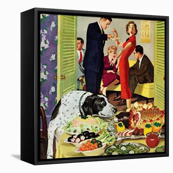 "Doggy Buffet", January 5, 1957-Richard Sargent-Framed Stretched Canvas