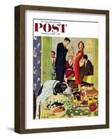 "Doggy Buffet" Saturday Evening Post Cover, January 5, 1957-Richard Sargent-Framed Giclee Print