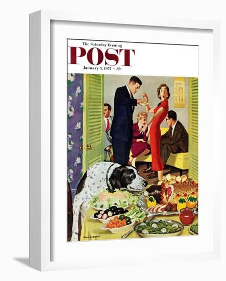 "Doggy Buffet" Saturday Evening Post Cover, January 5, 1957-Richard Sargent-Framed Giclee Print