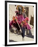 Dogon Country, Tereli, A Masked Dancer Leaps High in the Air at the Dogon Village of Tereli, Mali-Nigel Pavitt-Framed Photographic Print