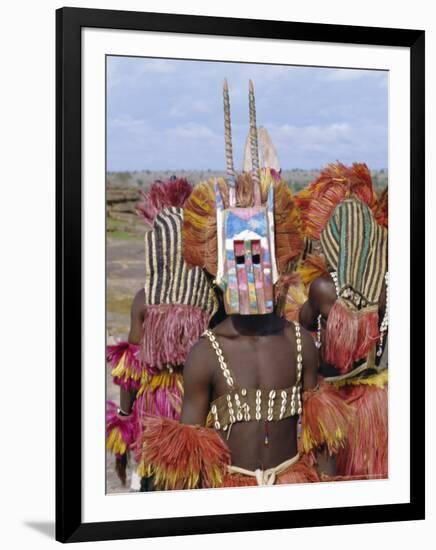 Dogon Tribesman Wearing Antelope Mask and Headress, Mali, Africa-Simon Westcott-Framed Photographic Print