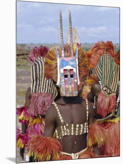 Dogon Tribesman Wearing Antelope Mask and Headress, Mali, Africa-Simon Westcott-Mounted Photographic Print