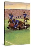 Dogpile Football Scene-Lantern Press-Stretched Canvas