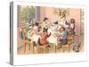 Dogs and Cats at Supper-null-Stretched Canvas