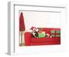 Dogs and Christmas gifts on sofa-null-Framed Photographic Print