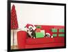 Dogs and Christmas gifts on sofa-null-Framed Photographic Print