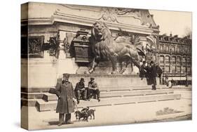 Dogs at the Base of the Statue in Place De La République, Paris, 1905-null-Stretched Canvas