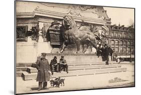 Dogs at the Base of the Statue in Place De La République, Paris, 1905-null-Mounted Giclee Print