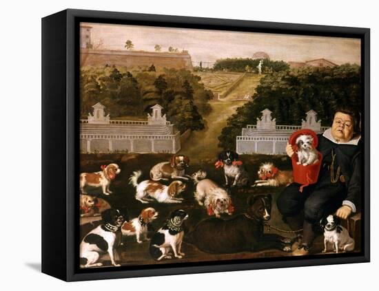 Dogs Belonging to the Medici Family in the Boboli Gardens-Tiberio Di Tito-Framed Stretched Canvas