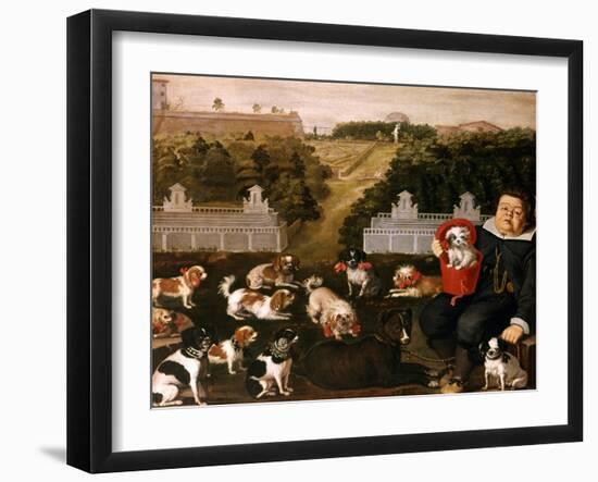 Dogs Belonging to the Medici Family in the Boboli Gardens-Tiberio Di Tito-Framed Giclee Print