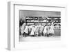 Dogs Dressed as Women at Exchange Desk-null-Framed Photographic Print