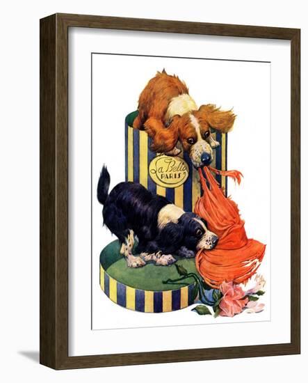 "Dogs Eating Hat,"July 14, 1928-Robert L. Dickey-Framed Giclee Print