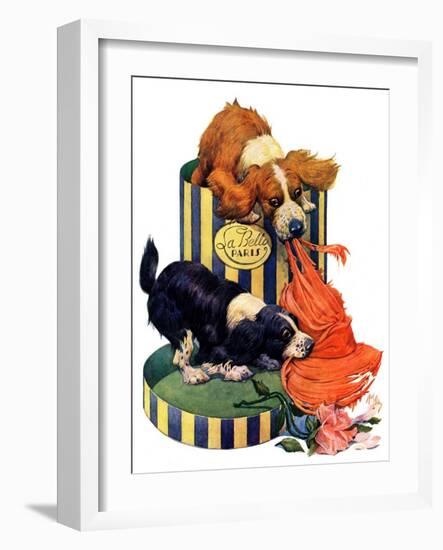 "Dogs Eating Hat,"July 14, 1928-Robert L. Dickey-Framed Giclee Print