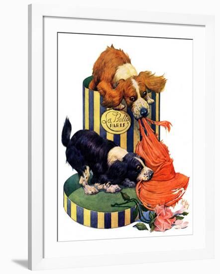 "Dogs Eating Hat,"July 14, 1928-Robert L. Dickey-Framed Giclee Print