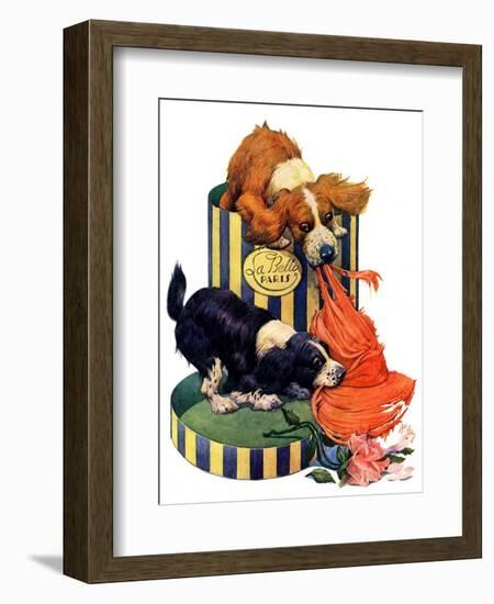 "Dogs Eating Hat,"July 14, 1928-Robert L. Dickey-Framed Giclee Print