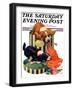 "Dogs Eating Hat," Saturday Evening Post Cover, July 14, 1928-Robert L. Dickey-Framed Premium Giclee Print