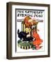 "Dogs Eating Hat," Saturday Evening Post Cover, July 14, 1928-Robert L. Dickey-Framed Premium Giclee Print