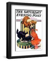 "Dogs Eating Hat," Saturday Evening Post Cover, July 14, 1928-Robert L. Dickey-Framed Premium Giclee Print