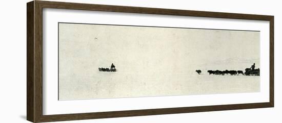 'Dogs Galloping Towards The Barrier', c1911, (1913)-Herbert Ponting-Framed Photographic Print