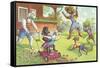 Dogs in the Yard-null-Framed Stretched Canvas