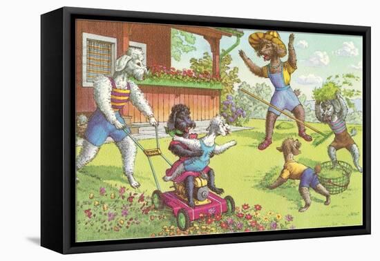Dogs in the Yard-null-Framed Stretched Canvas