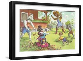 Dogs in the Yard-null-Framed Art Print